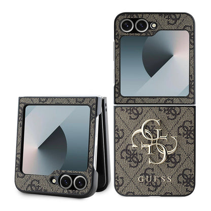 Hoes voor Samsung Galaxy Z Flip7 FE F761 / Z Flip6 F741, Guess, 4G Metal Logo, Bruin