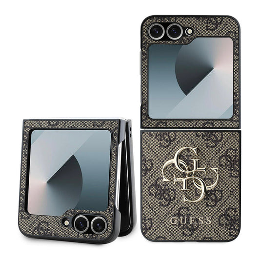 Hoes voor Samsung Galaxy Z Flip7 FE F761 / Z Flip6 F741, Guess, 4G Metal Logo, Bruin