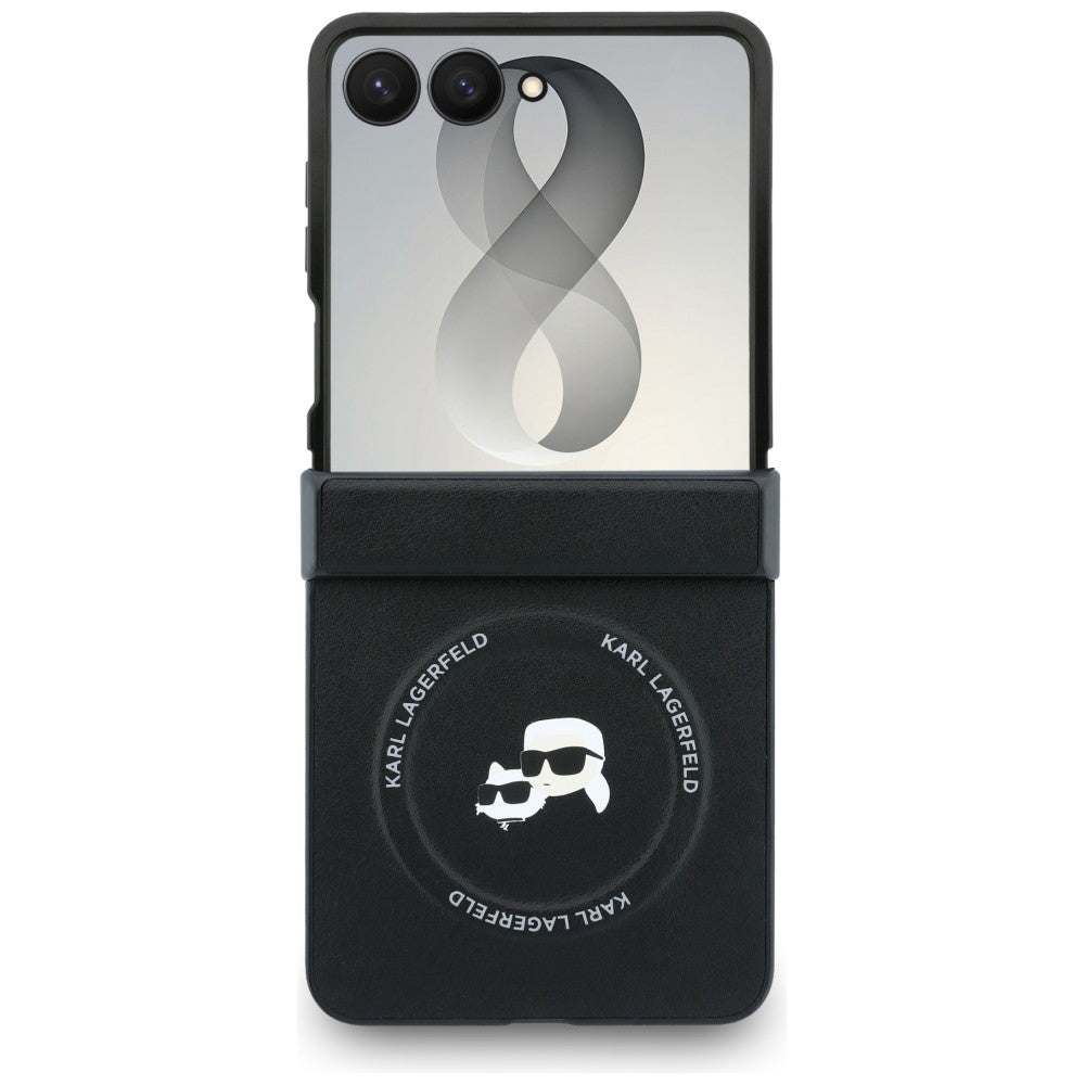 Hoes voor Samsung Galaxy Z Flip8 F776, Karl Lagerfeld, Karl & Choupette Head Pin, Zwart