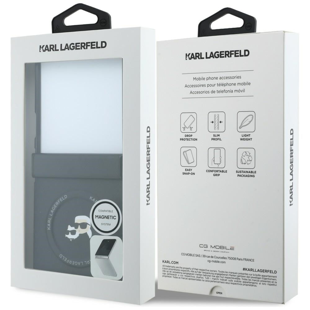 Hoes voor Samsung Galaxy Z Flip8 F776, Karl Lagerfeld, Karl & Choupette Head Pin, Zwart