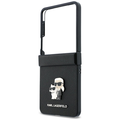 Hoes voor Samsung Galaxy Z Flip8 F776, Karl Lagerfeld, Saffiano Karl & Choupette Metalen Speld, Zwart