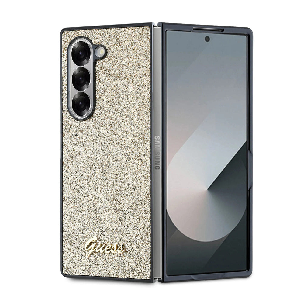 Hoes voor Samsung Galaxy Z Fold6 F956, Guess, Glitter Script, Goud
