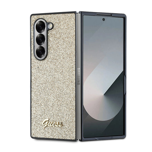 Hoes voor Samsung Galaxy Z Fold6 F956, Guess, Glitter Script, Goud