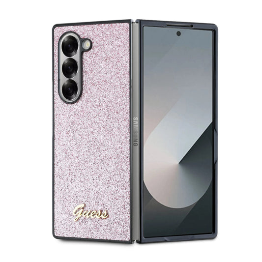 Hoes voor Samsung Galaxy Z Fold6 F956, Guess, Glitter Script, Roze