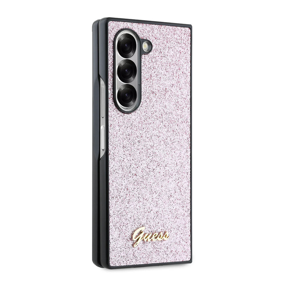Hoes voor Samsung Galaxy Z Fold6 F956, Guess, Glitter Script, Roze