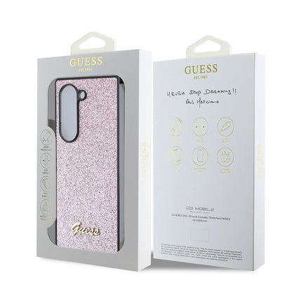 Hoes voor Samsung Galaxy Z Fold6 F956, Guess, Glitter Script, Roze