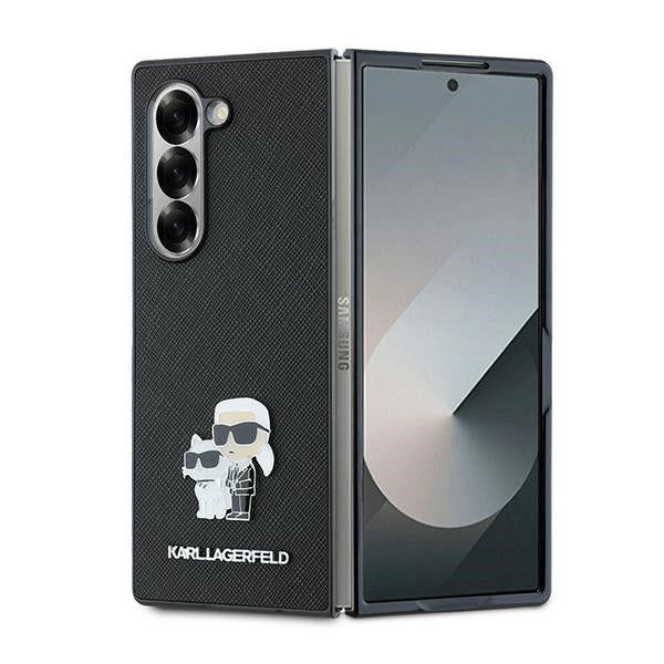Hoes voor Samsung Galaxy Z Fold6 F956, Karl Lagerfeld, Saffiano Karl & Choupette Metal, Zwart