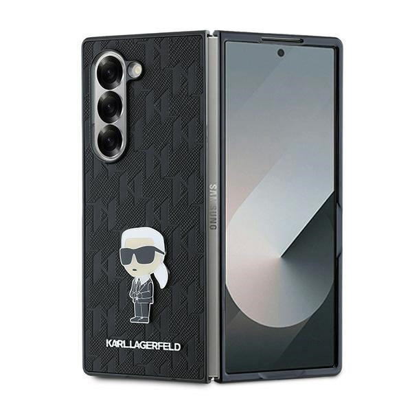 Hoes voor Samsung Galaxy Z Fold6 F956, Karl Lagerfeld, Saffiano Monogram Ikonik, Zwart