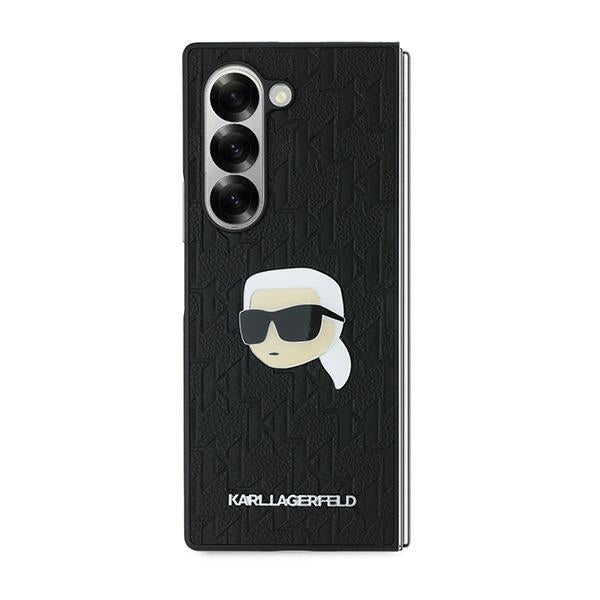 Hoes voor Samsung Galaxy Z Fold6 F956, Karl Lagerfeld, Saffiano Monogram Karl's Head Metal, Zwart