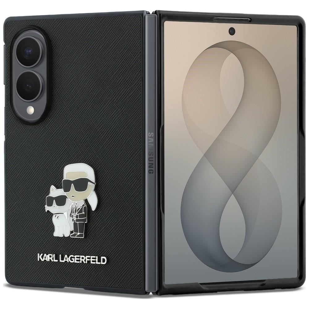 Hoes voor Samsung Galaxy Z Fold8 F971, Karl Lagerfeld, Saffiano Karl & Choupette Metalen Speld, Zwart