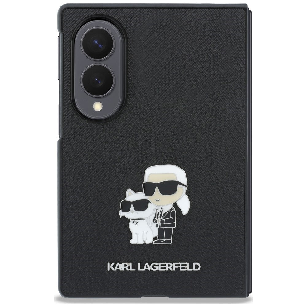 Hoes voor Samsung Galaxy Z Fold8 F971, Karl Lagerfeld, Saffiano Karl & Choupette Metalen Speld, Zwart