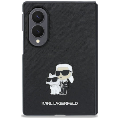 Hoes voor Samsung Galaxy Z Fold8 F971, Karl Lagerfeld, Saffiano Karl & Choupette Metalen Speld, Zwart
