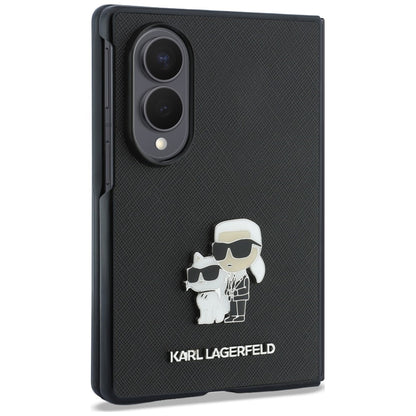 Hoes voor Samsung Galaxy Z Fold8 F971, Karl Lagerfeld, Saffiano Karl & Choupette Metalen Speld, Zwart