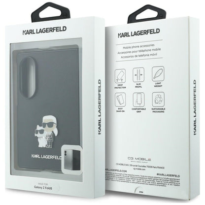 Hoes voor Samsung Galaxy Z Fold8 F971, Karl Lagerfeld, Saffiano Karl & Choupette Metalen Speld, Zwart