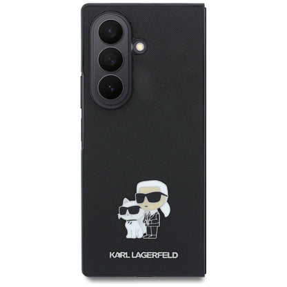 Hoes voor Samsung Galaxy Z Fold8 Ultra F976, Karl Lagerfeld, Saffiano Karl & Choupette metalen speld, Zwart