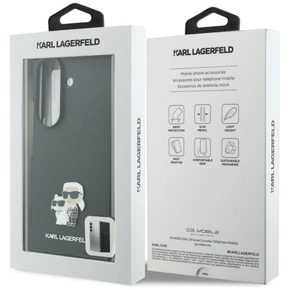 Hoes voor Samsung Galaxy Z Fold8 Ultra F976, Karl Lagerfeld, Saffiano Karl & Choupette metalen speld, Zwart