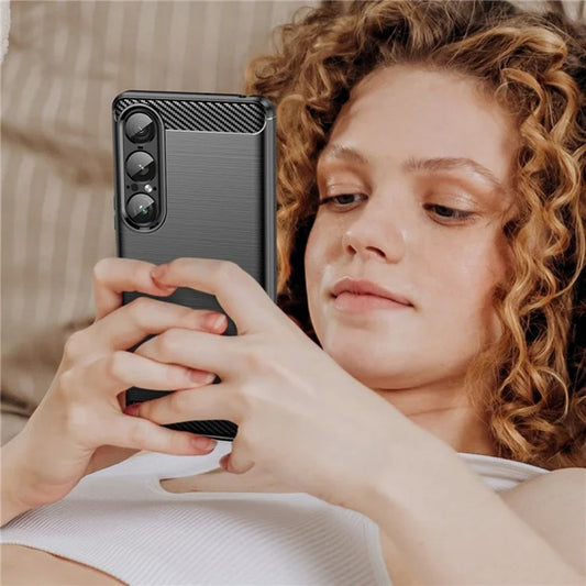 Hoes voor Sony Xperia 1 VII, Techsuit, Carbon, Zwart