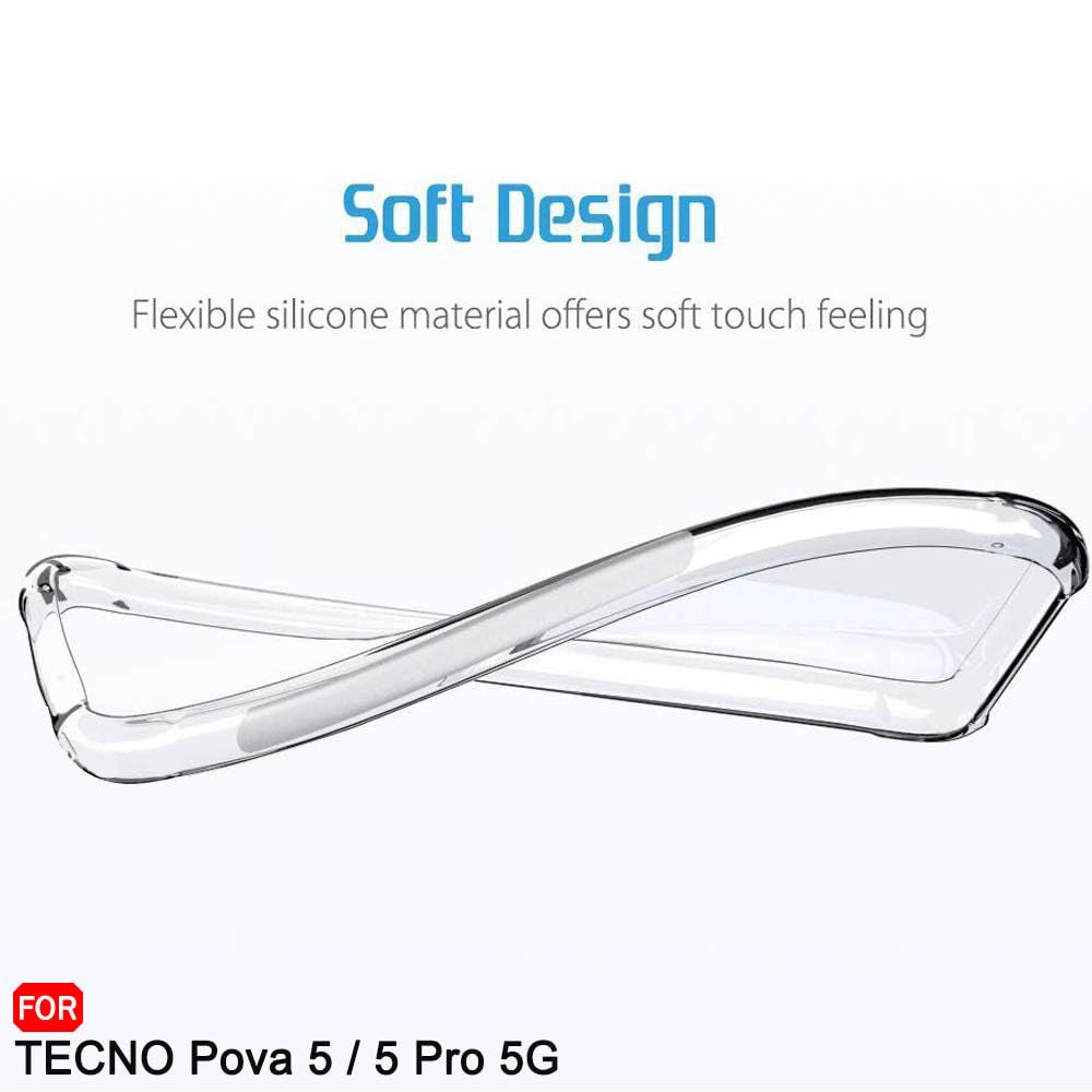 Hoes voor Tecno Pova 5 Pro, Techsuit, Schokbestendig Helder, Transparant