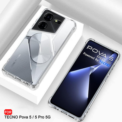 Hoes voor Tecno Pova 5 Pro, Techsuit, Schokbestendig Helder, Transparant