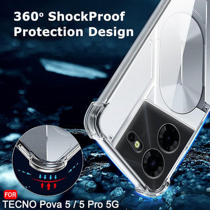 Hoes voor Tecno Pova 5 Pro, Techsuit, Schokbestendig Helder, Transparant