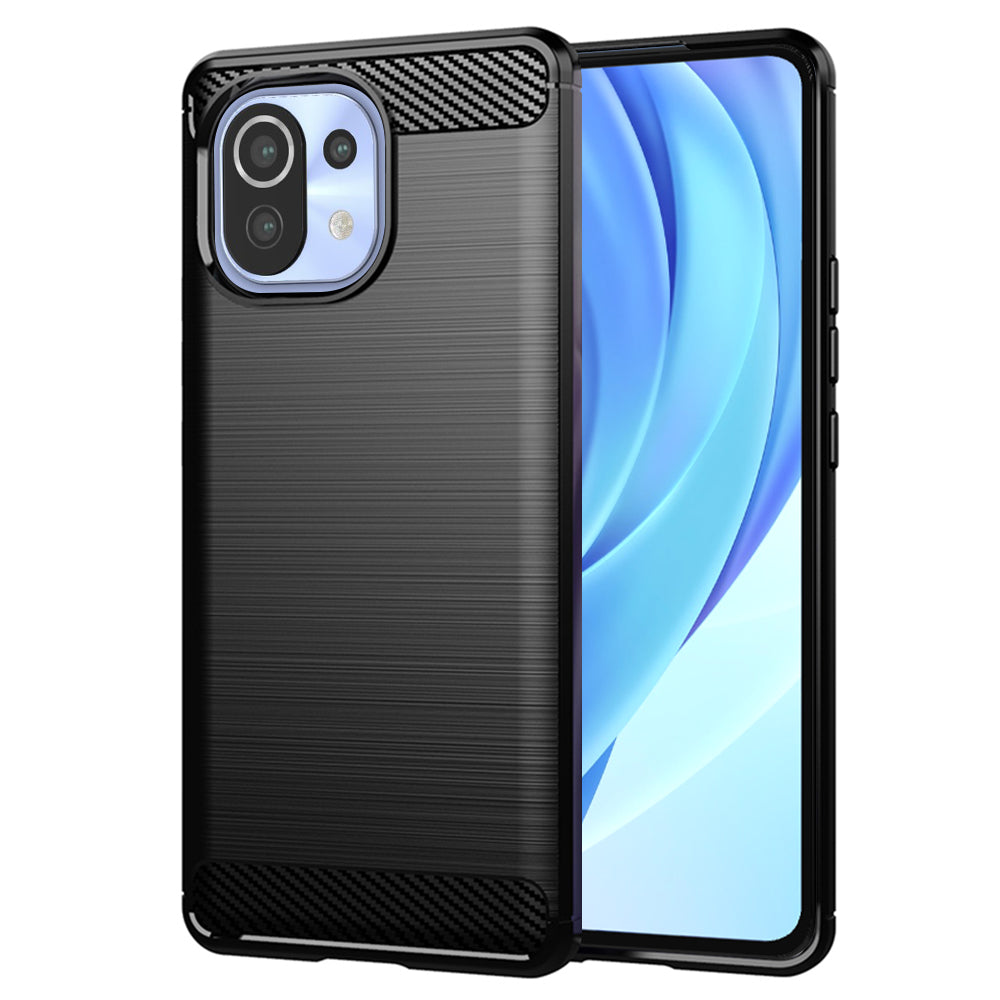 Hoes voor Xiaomi 11 Lite 5G NE / Mi 11 Lite 5G / 11 Lite, Techsuit, Carbon, Zwart