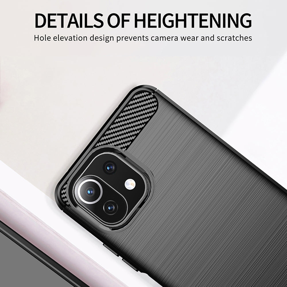 Hoes voor Xiaomi 11 Lite 5G NE / Mi 11 Lite 5G / 11 Lite, Techsuit, Carbon, Zwart