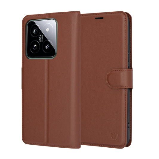 Hoes voor Xiaomi 14, Techsuit, Leather Folio, Bruin