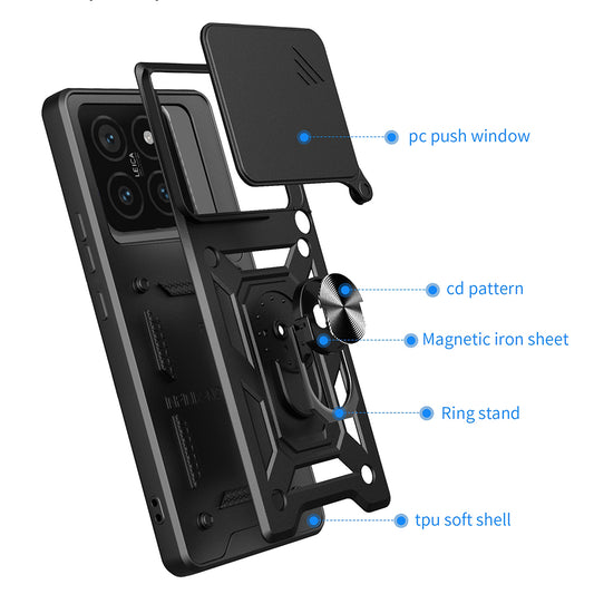 Hoes voor Xiaomi 14T Pro, Techsuit, CamShield, Zwart