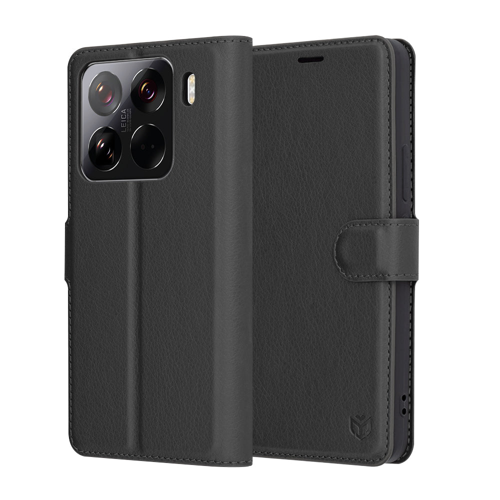 Hoes voor Xiaomi 15 Pro, Techsuit, Leather Folio, Zwart