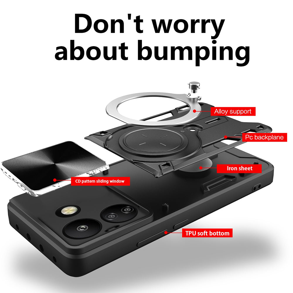 Hoes voor Xiaomi Poco C65 / Redmi 13C, Techsuit, CamGuard Pro, Zwart