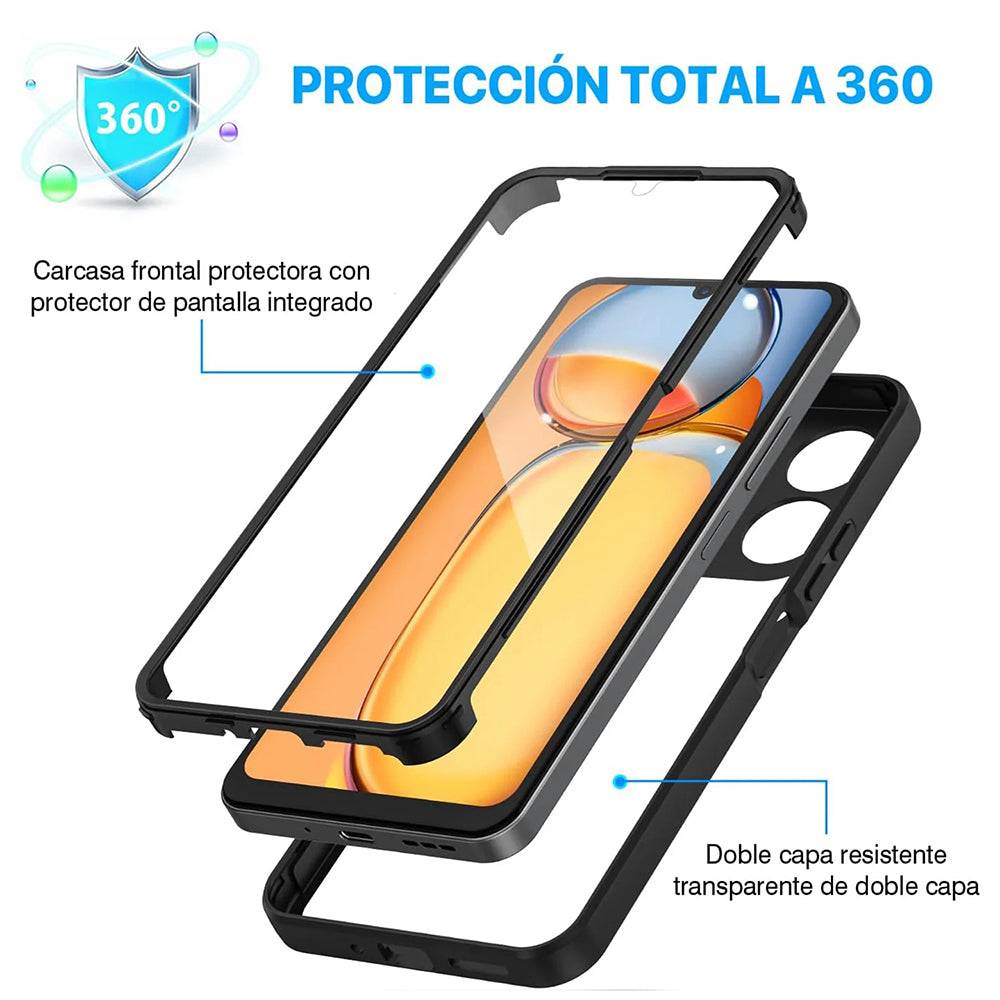 Hoes voor Xiaomi Poco C65 / Redmi 13C, Techsuit, ColorVerse 360, Zwart