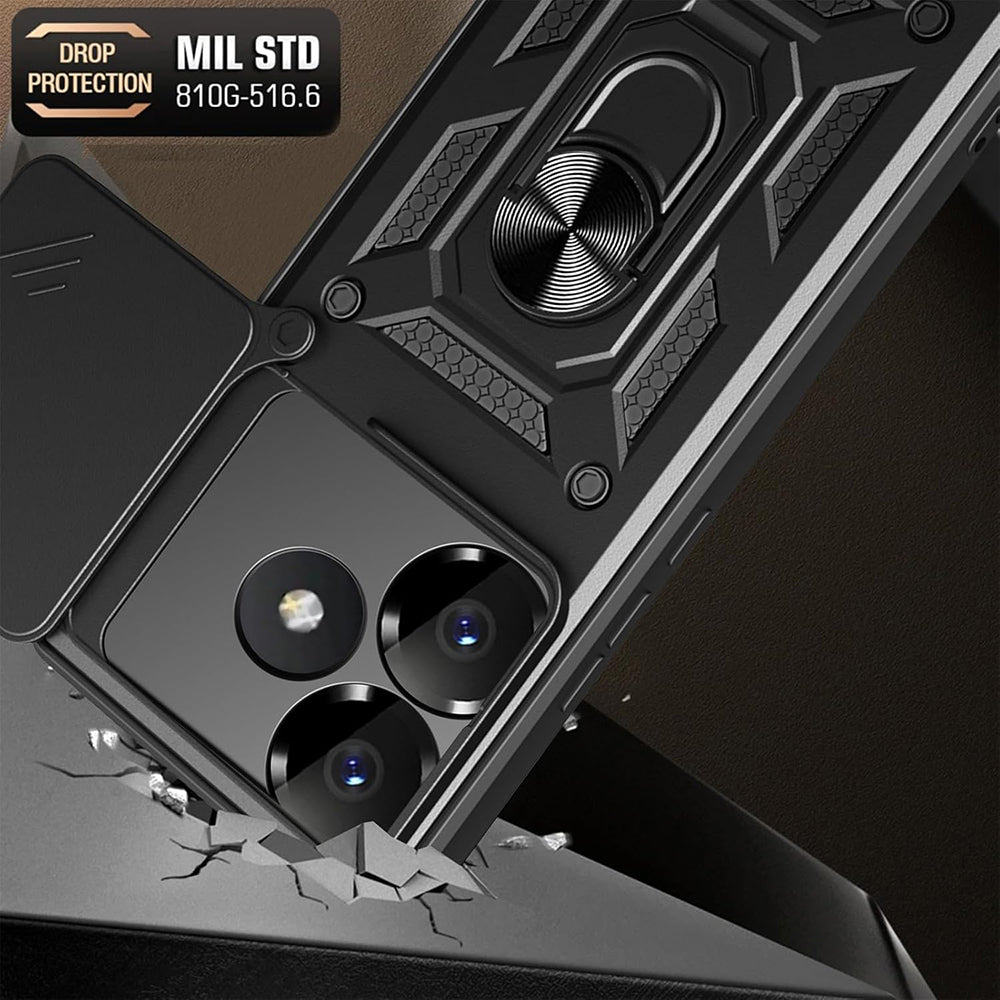 Hoes voor Xiaomi Poco F6, Techsuit, CamShield, Zwart