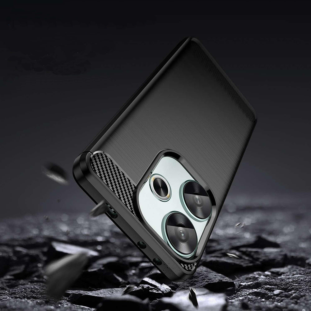 Hoes voor Xiaomi Poco F6, Techsuit, Carbon, Zwart
