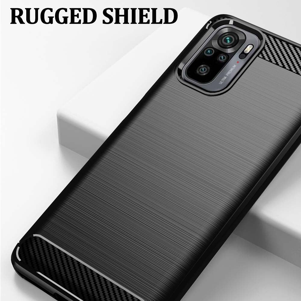 Hoes voor Xiaomi Poco M5s / Redmi Note 10S / Note 10, Techsuit, Carbon, Zwart
