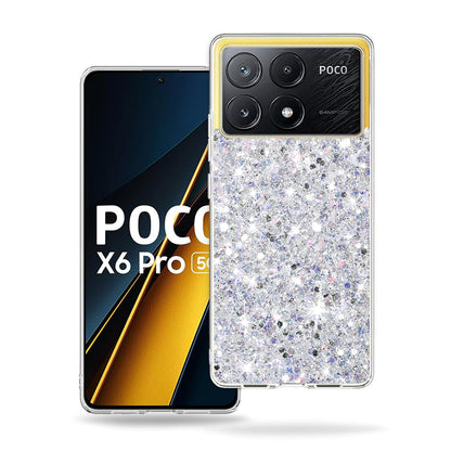 Hoes voor Xiaomi Poco X6 Pro, Techsuit, Sparkly Glitter, Wit