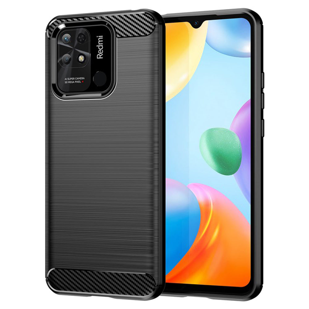 Hoes voor Xiaomi Redmi 10C, Techsuit, Carbon, Zwart