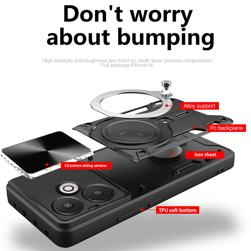 Hoes voor Xiaomi Redmi 13C 5G, Techsuit, CamGuard Pro, Zwart