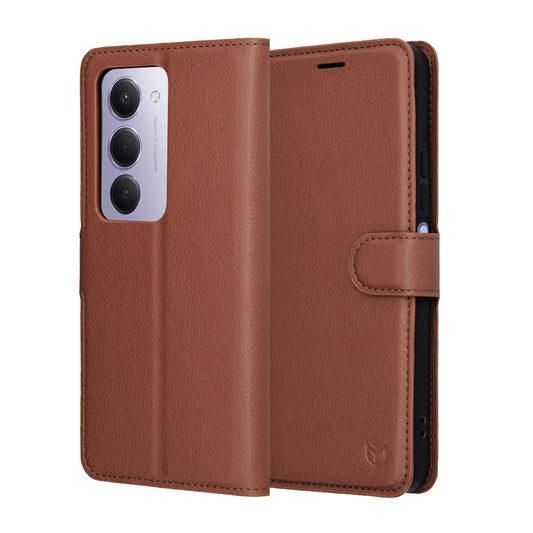 Hoes voor Xiaomi Redmi 15 5G / 15 4G, Techsuit, Leather Folio, Bruin