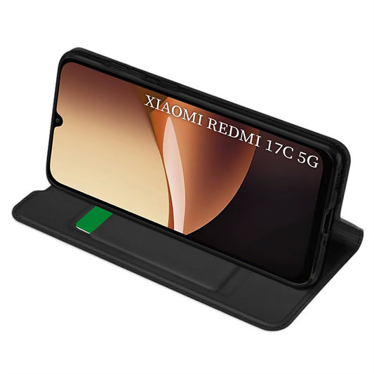 Hoesje voor Xiaomi Redmi 17C 5G, Techsuit, Magskin Book, Zwart