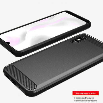 Hoes voor Xiaomi Redmi 9AT / 9A, Techsuit, Carbon, Zwart
