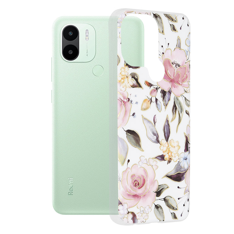 Hoes voor Xiaomi Redmi A2+ / A1+, Techsuit, Marble, Wit