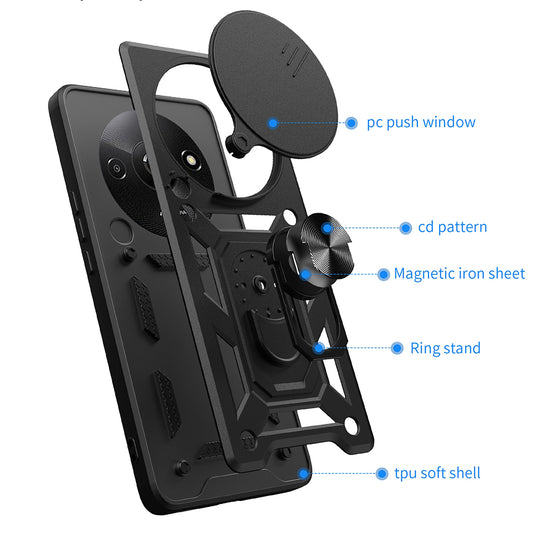 Hoes voor Xiaomi Redmi A3x / A3, Techsuit, CamShield, Zwart