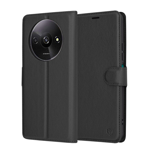 Hoes voor Xiaomi Redmi A3x / A3, Techsuit, Leather Folio, Zwart
