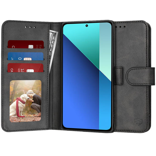 Hoes voor Xiaomi Redmi Note 13 4G, Techsuit, Diary Book, Zwart