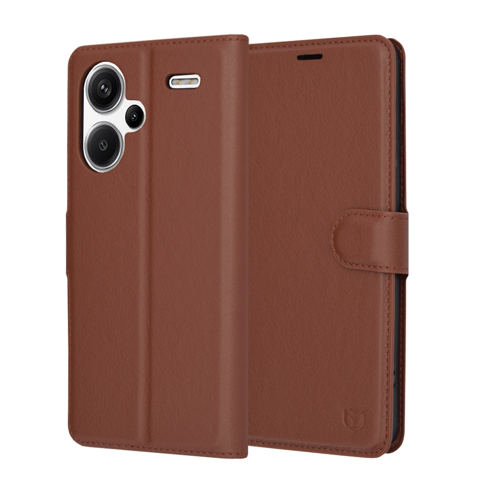 Hoes voor Xiaomi Redmi Note 13 Pro+, Techsuit, Leather Folio, Bruin