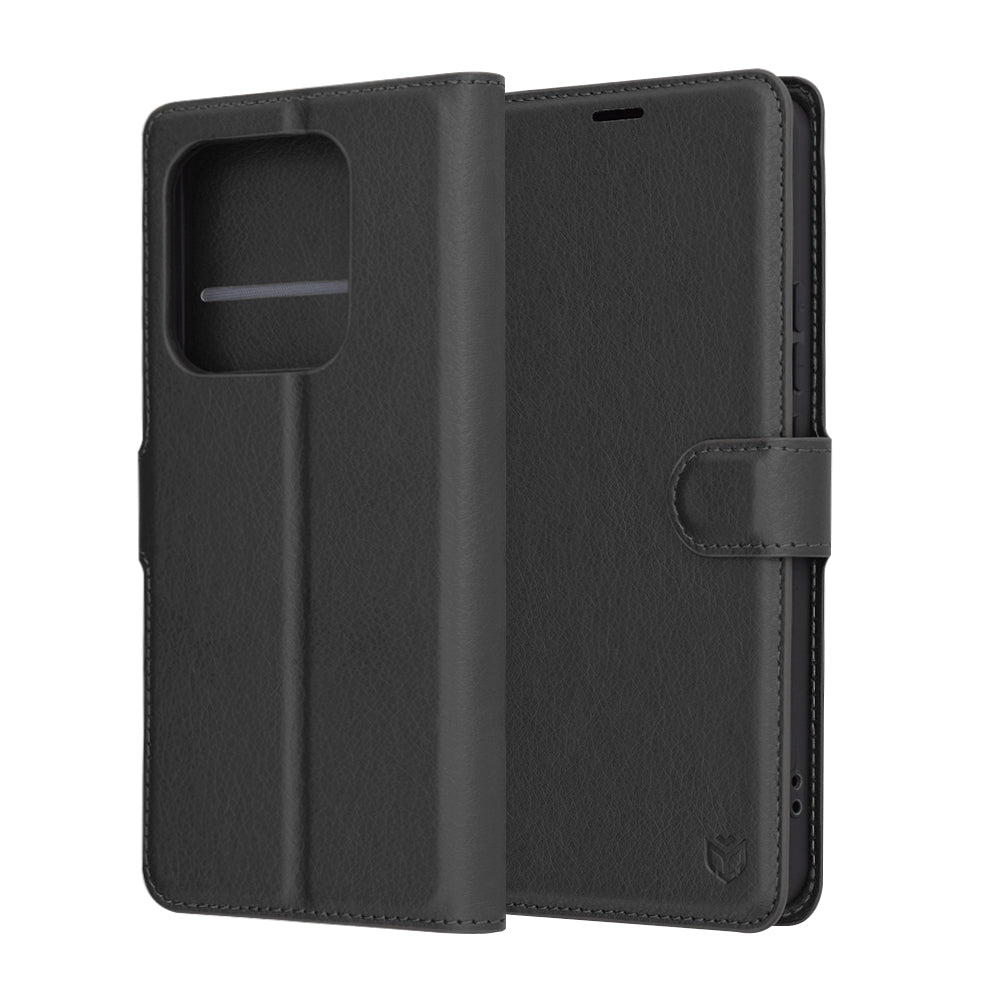 Hoes voor Xiaomi Redmi Note 14 5G, Techsuit, Leather Folio, Zwart