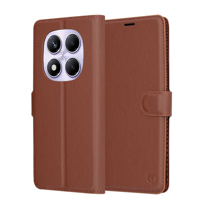 Hoes voor Xiaomi Redmi Note 14 Pro 4G, Techsuit, Leather Folio, Bruin