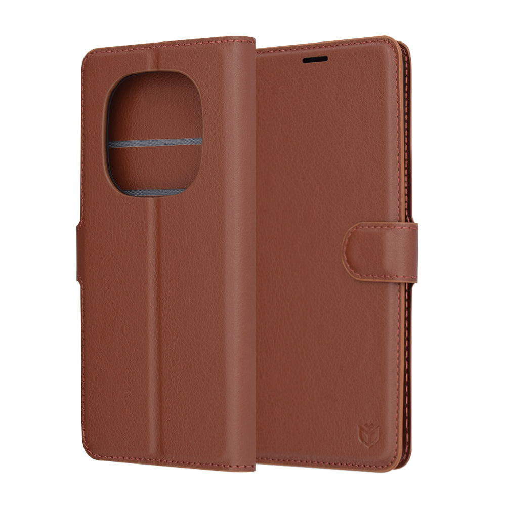 Hoes voor Xiaomi Redmi Note 14 Pro 4G, Techsuit, Leather Folio, Bruin