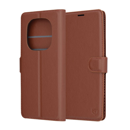 Hoes voor Xiaomi Redmi Note 14 Pro 4G, Techsuit, Leather Folio, Bruin