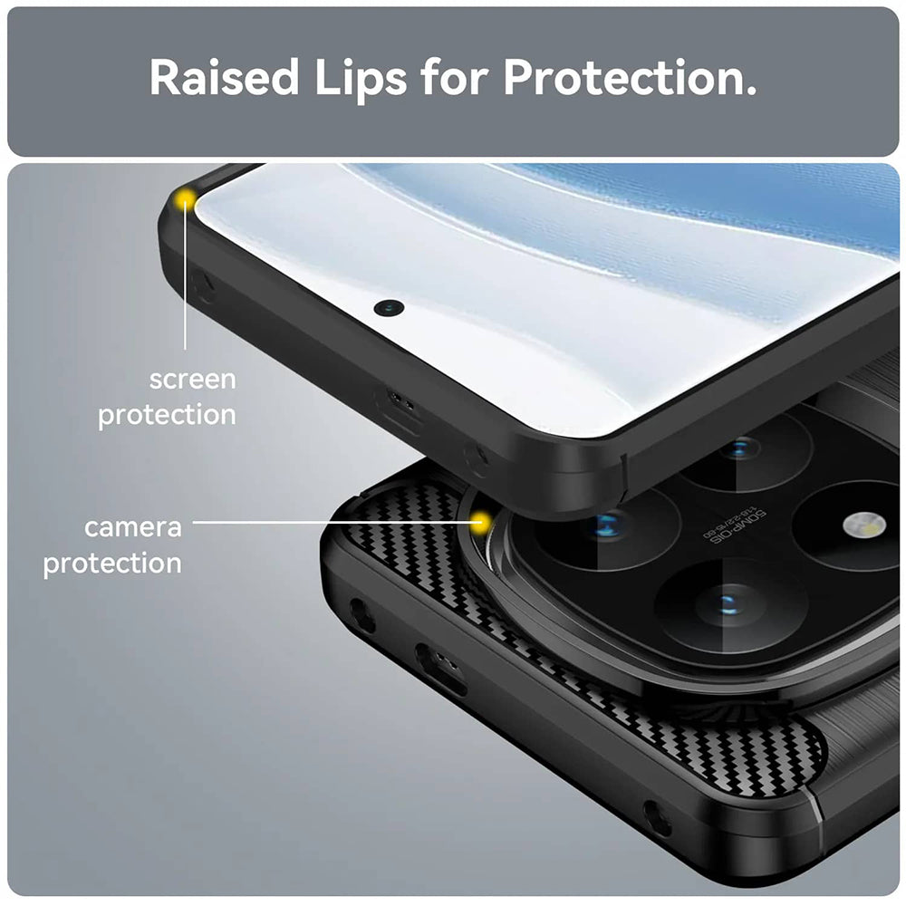 Hoes voor Xiaomi Redmi Note 14 Pro+ 5G, Techsuit, Carbon, Zwart